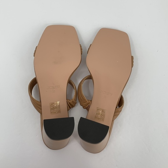 J Crew Evelyn double strap heels shoe tan leather square toe slide sandal new 10 - Picture 6 of 7